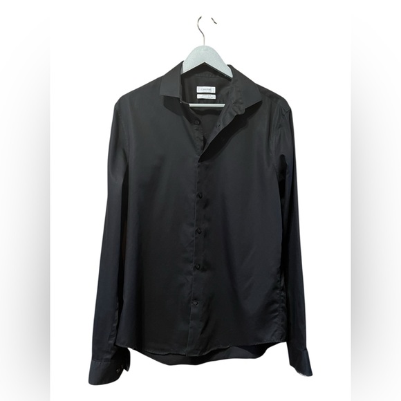 Calvin Klein Black Button-Down Shirt – Size 16 (34/35) Extreme Slim Fit - Picture 1 of 5